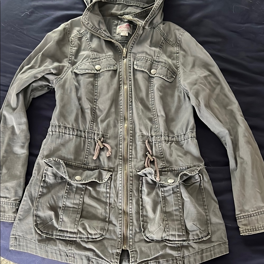 Mossimo Supply Co Gray Utility Jacket with Adjustable Waist